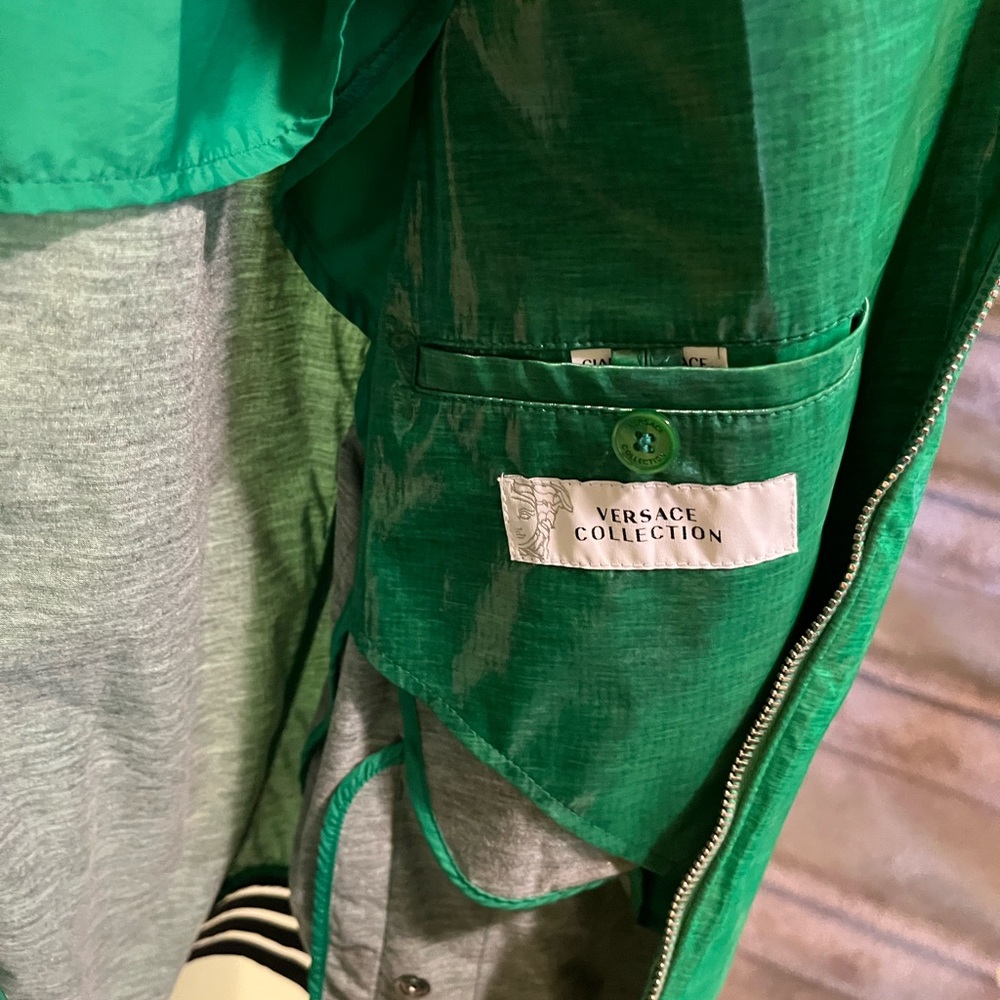 Versace Green Abstract Bomber Jacket Men’s Large EUC - Picture 5 of 8